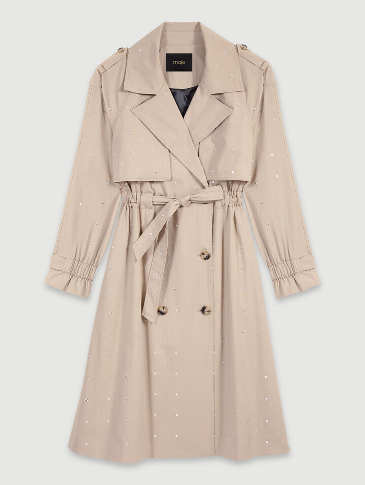 Nieten-Trenchcoat, Stretch-Taille