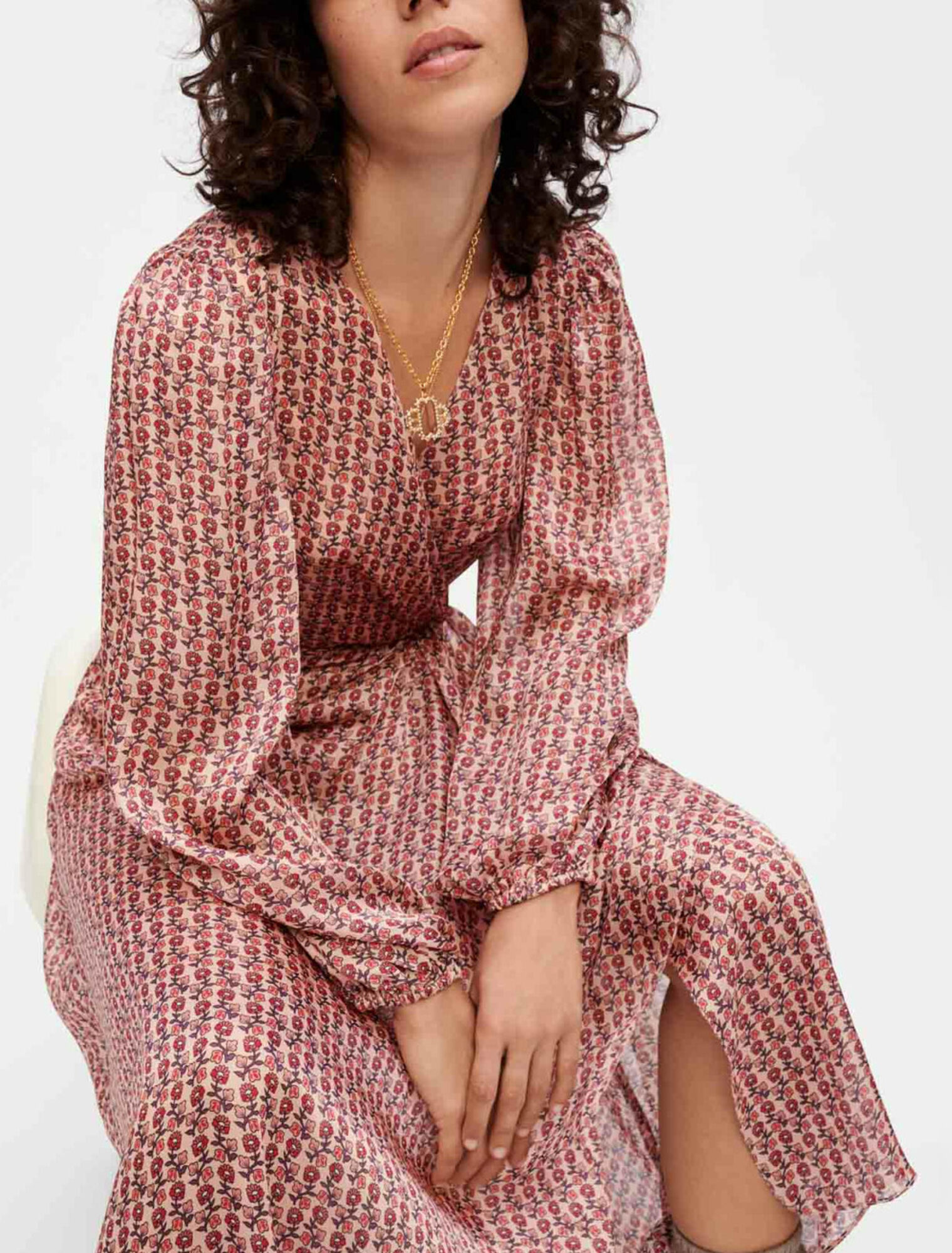 Drapiertes Kleid aus bedrucktem Satin