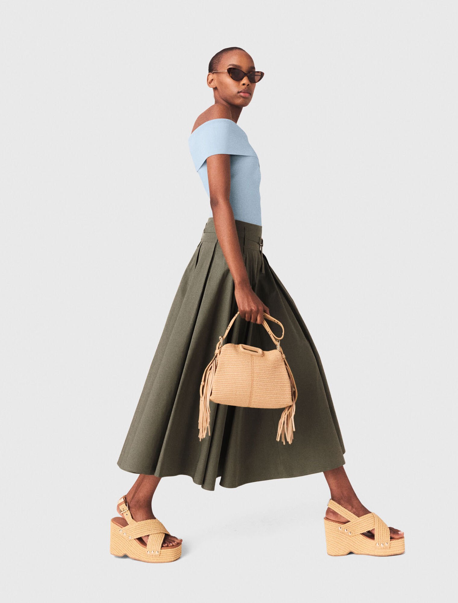 Langer Baumwoll-Plisseerock