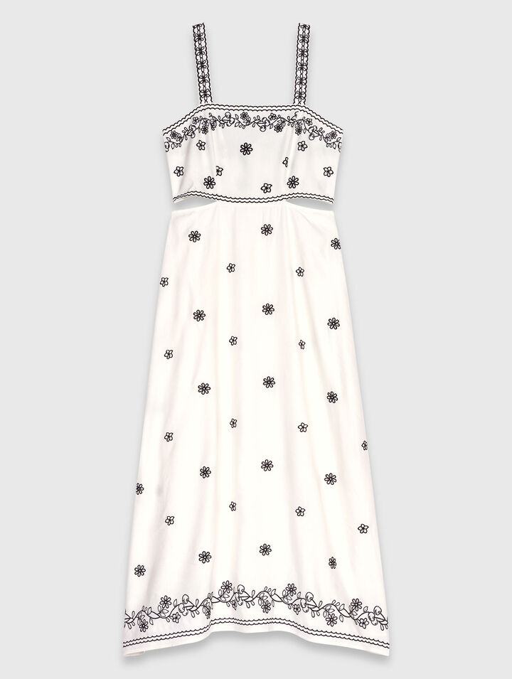 Langes besticktes Kleid mit Cut-out