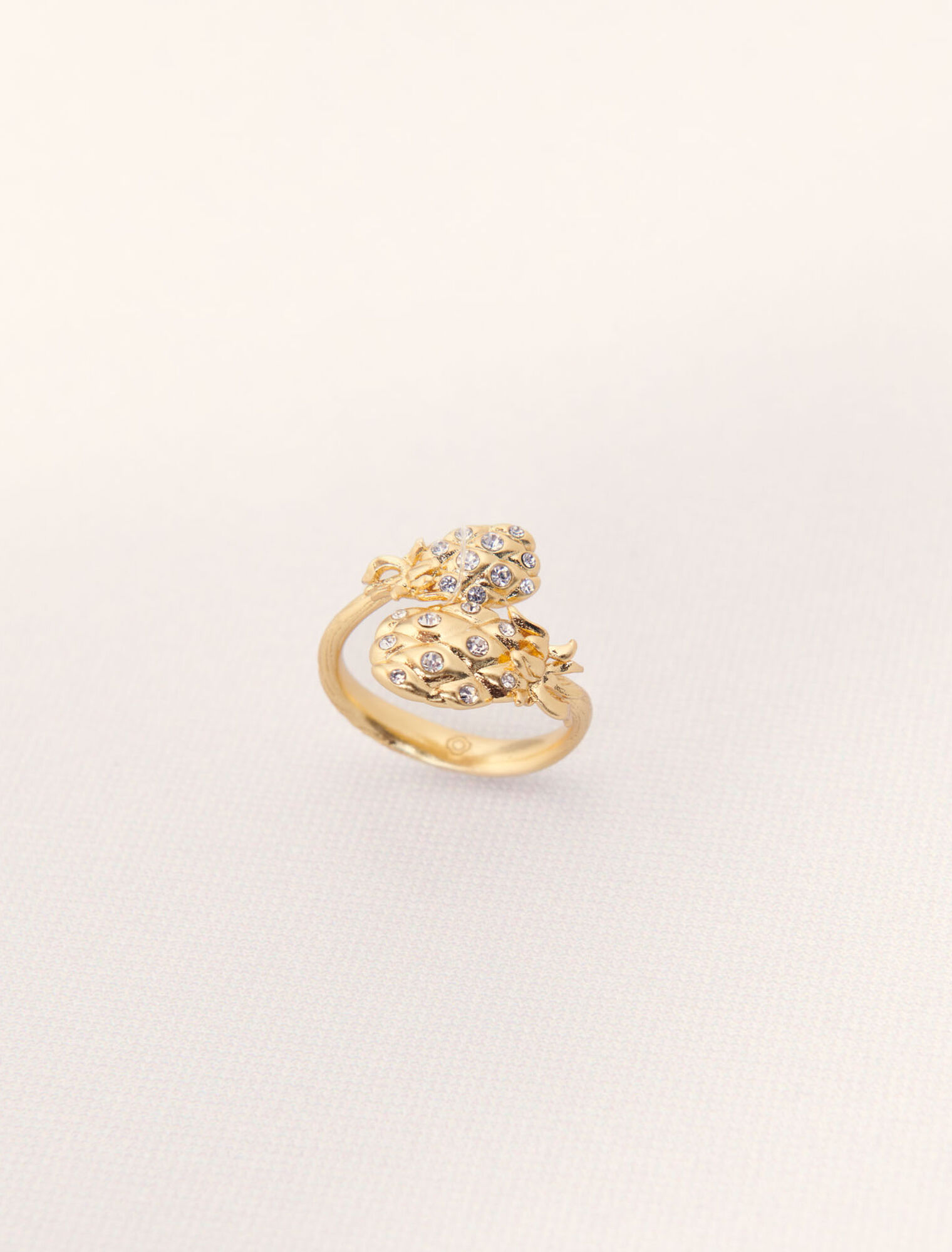 Doppelter Ring Ananas mit Strass