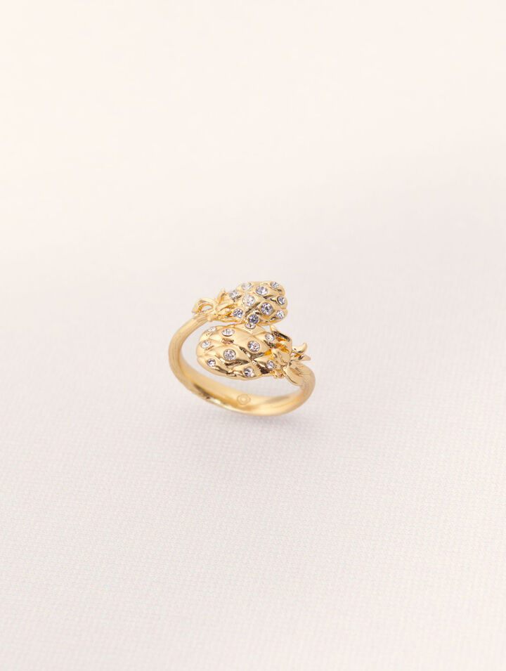 Doppelter Ring Ananas mit Strass