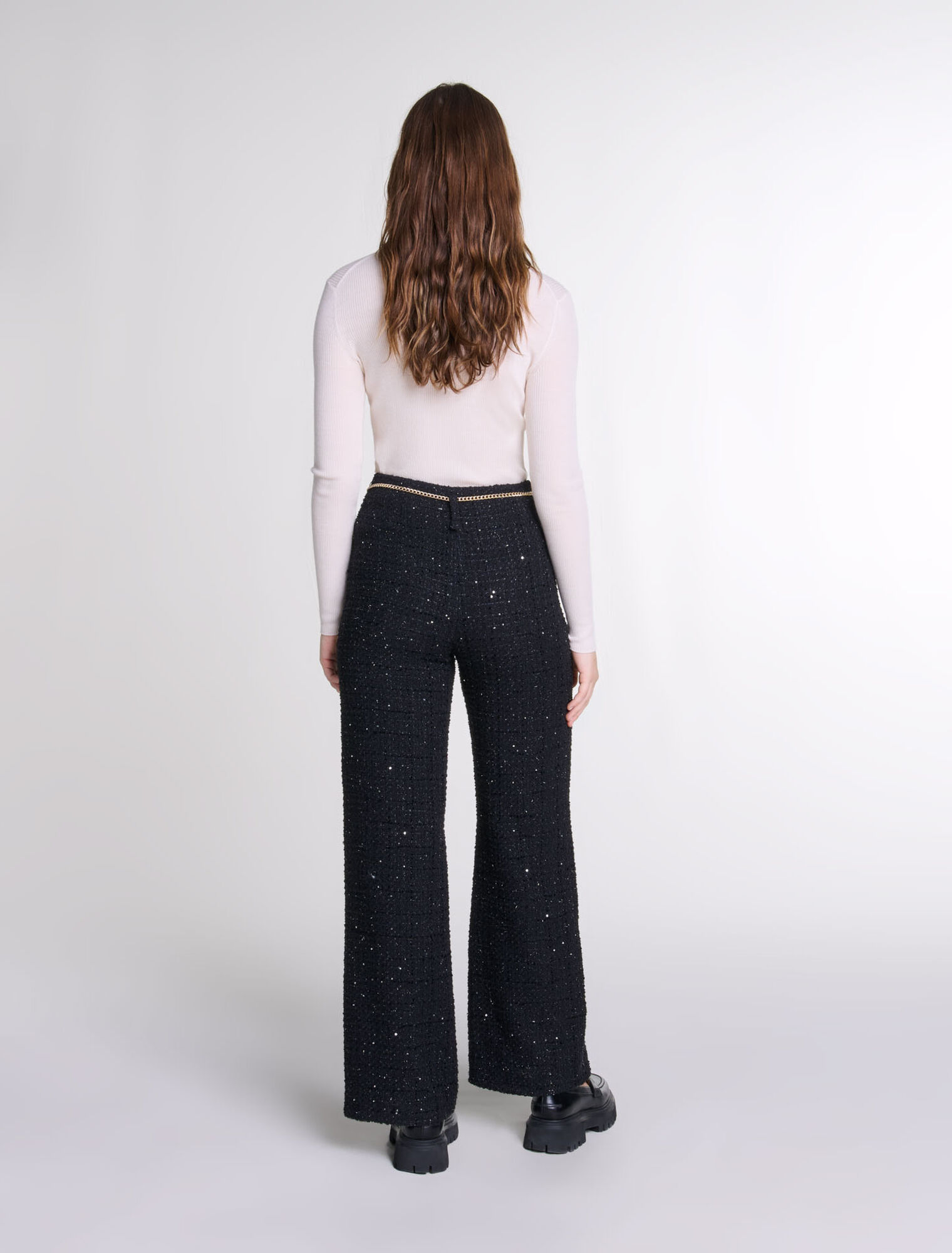 Tweedhose mit Pailletten