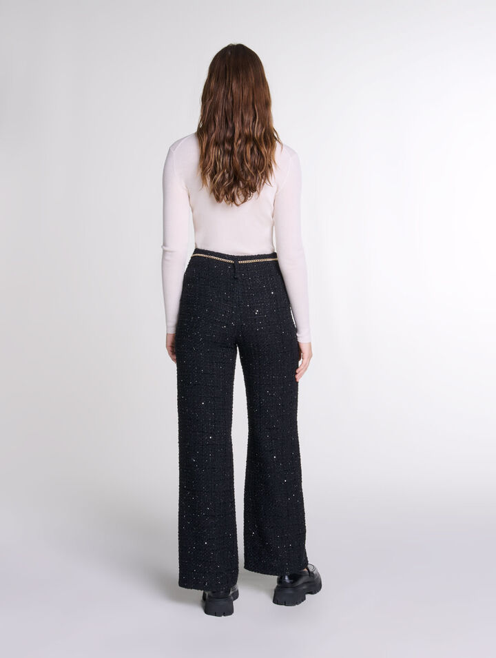 Tweedhose mit Pailletten