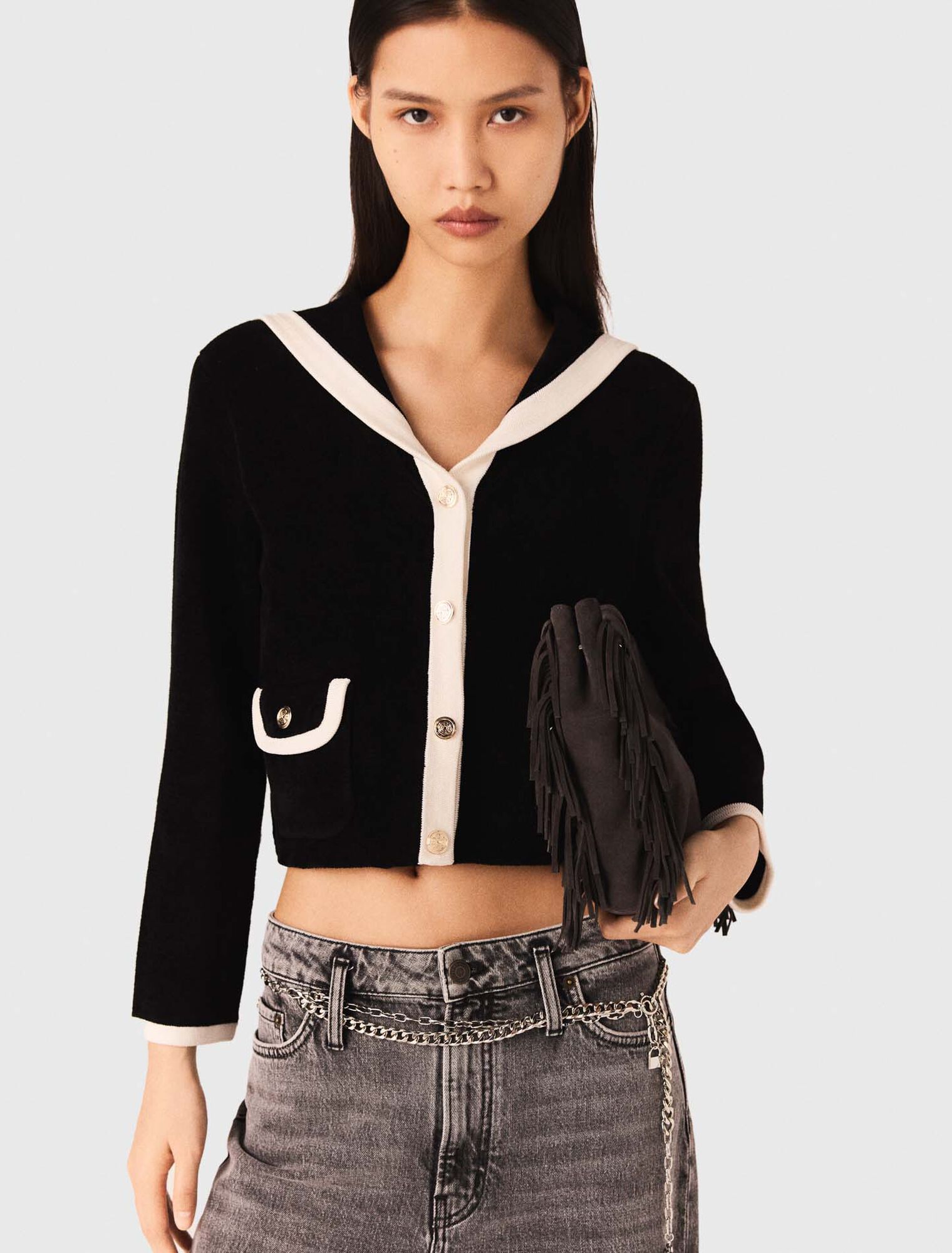 Cardigan in Samt-Optik