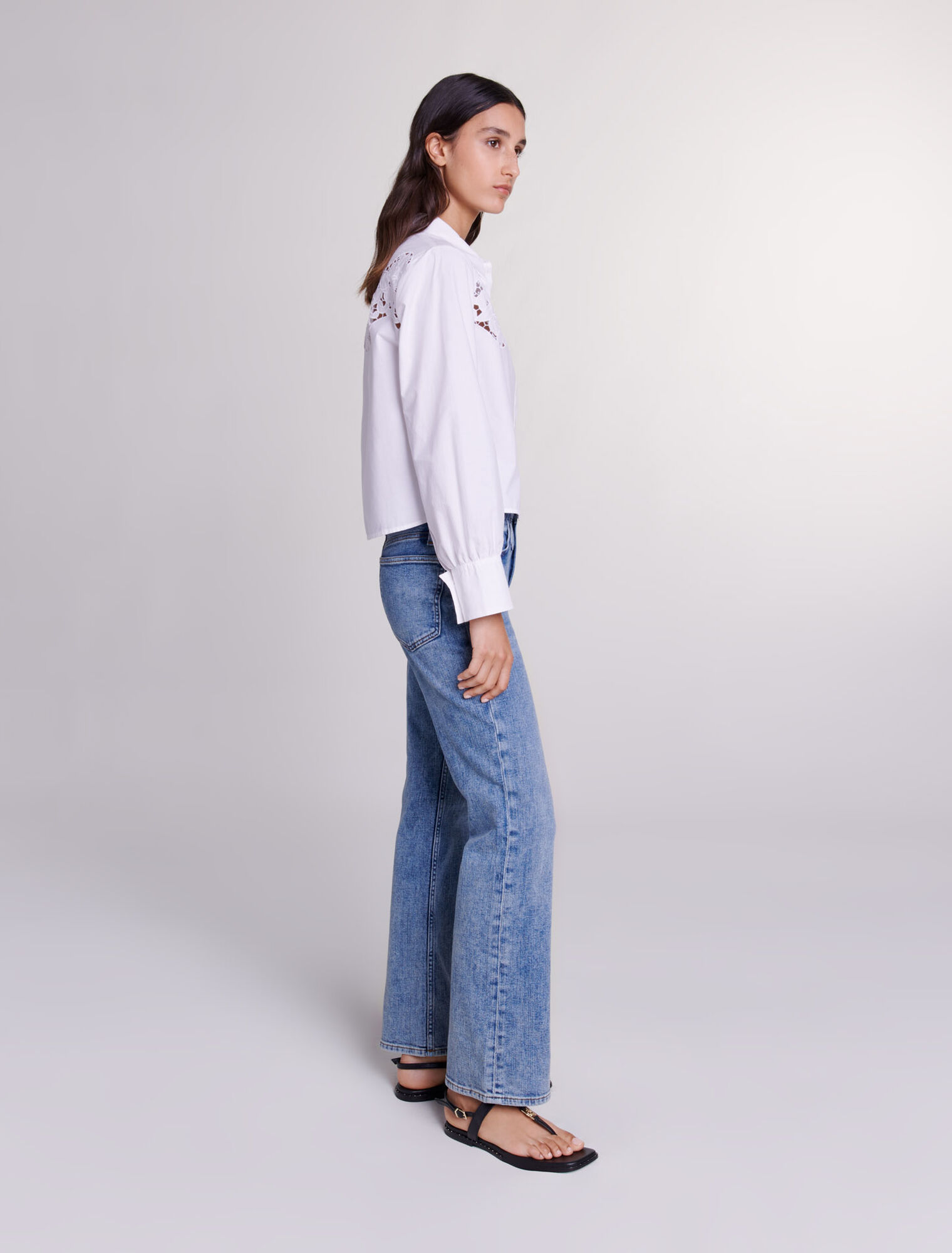 Bluse mit Lochstickerei aus Baumwolle