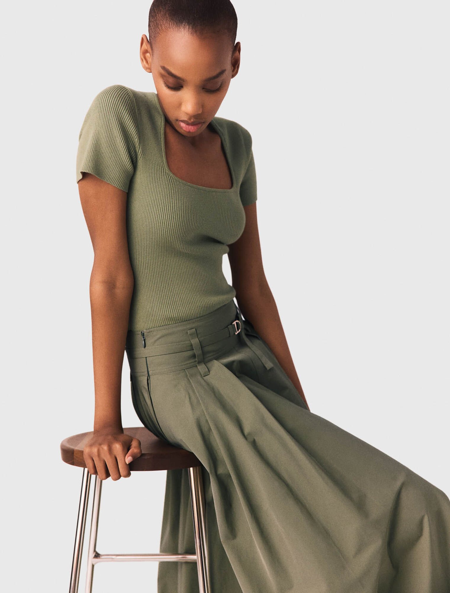 Rippstrickpulli, eckiger Ausschnitt