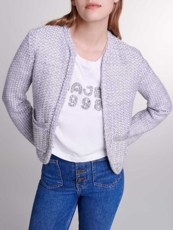 Strick-Cardigan in Tweed-Optik