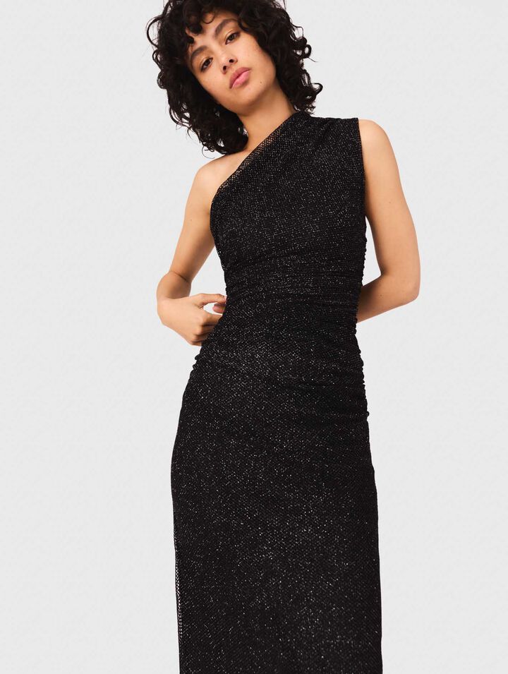 Asymmetrisches Strickkleid mit Strass