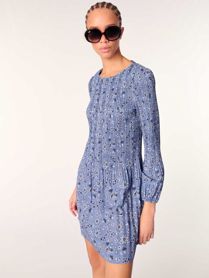 Plissiertes Kleid mit Print