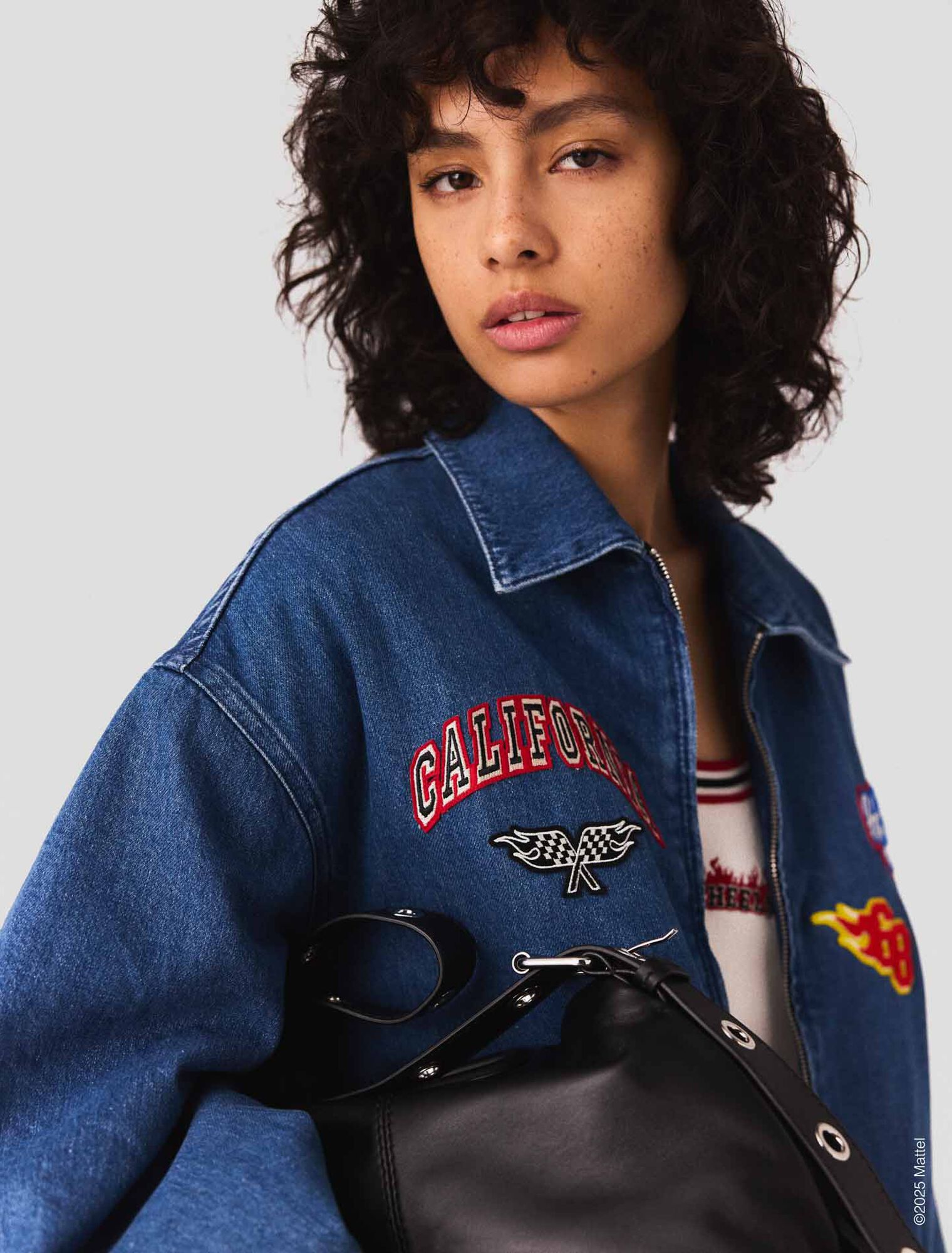 Oversize-Denimjacke mit Stickerei