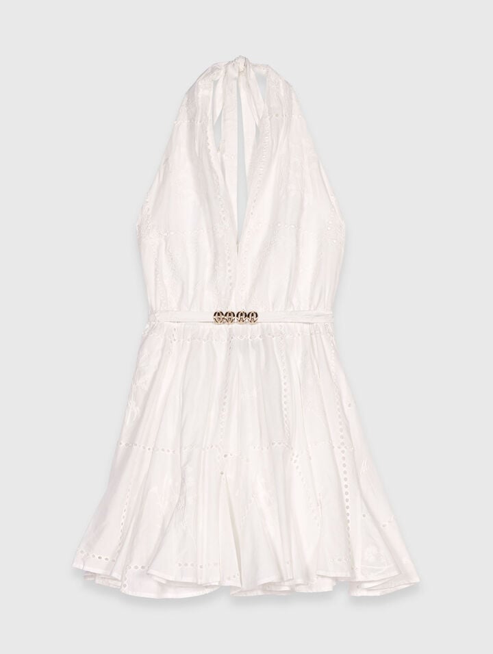 Kurzes besticktes Kleid, rückenfrei