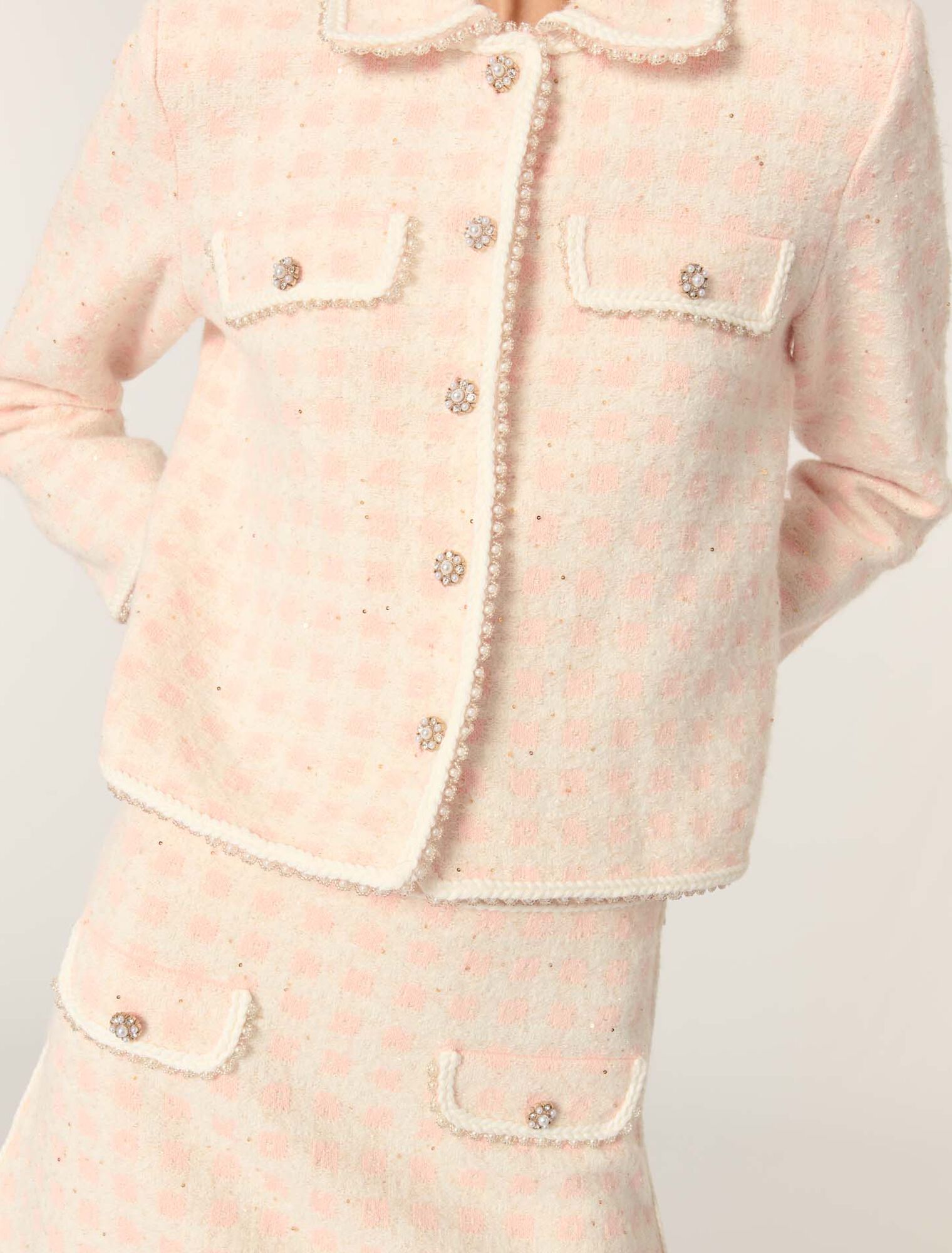 Strickjacke in Tweed-Optik