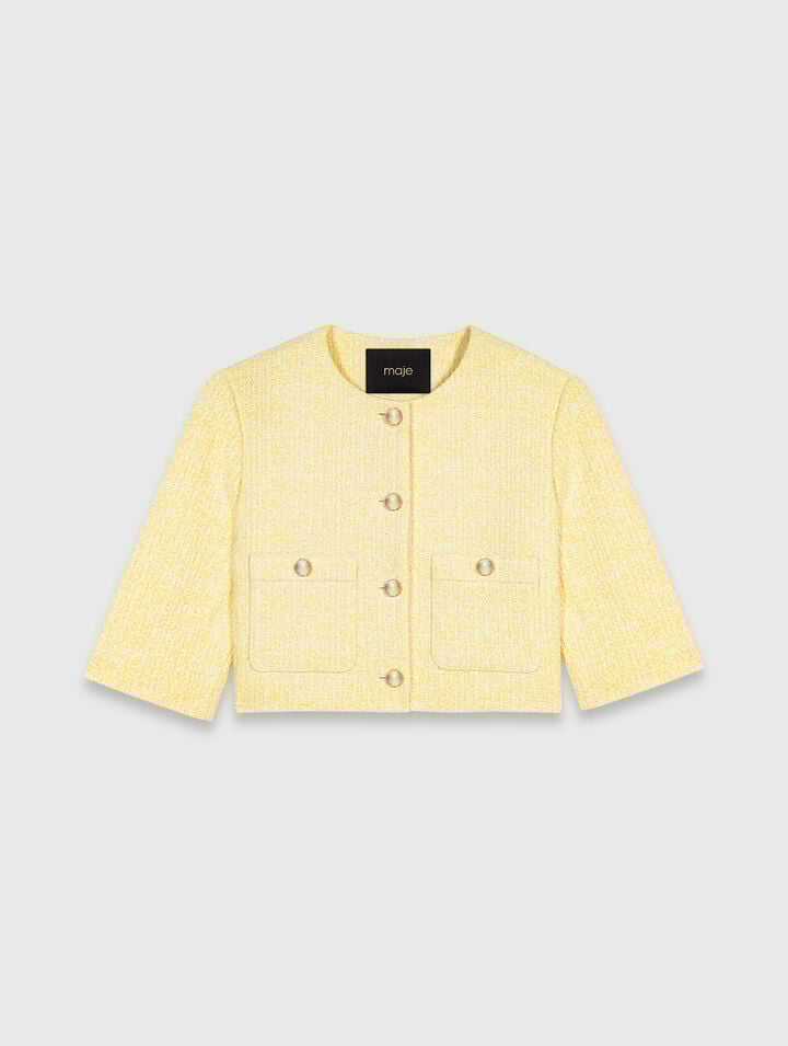 Kurz&auml;rmelige Tweed-Jacke