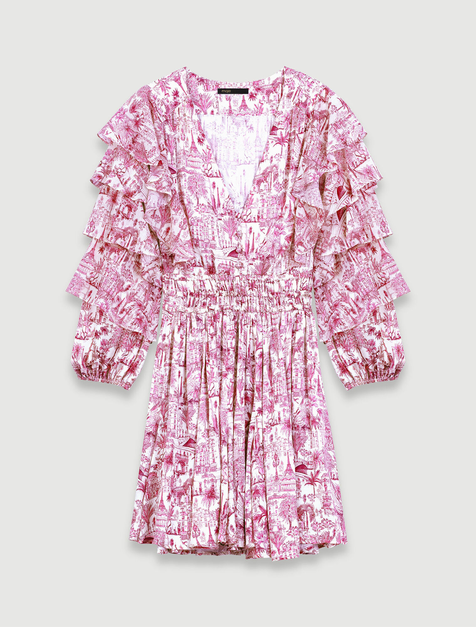 Bedrucktes Kleid mit Volants