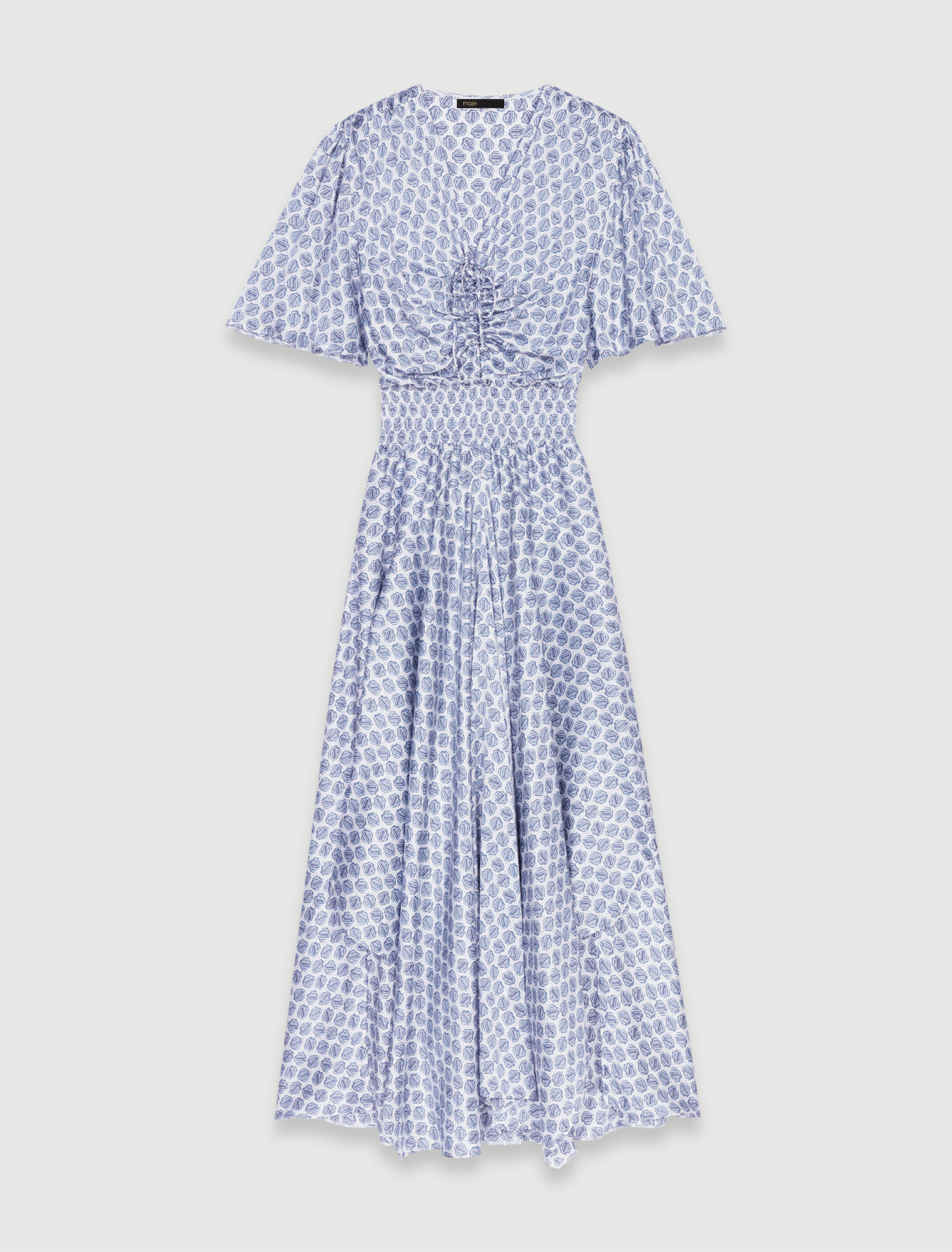 Langes, asymmetrisches Satinkleid