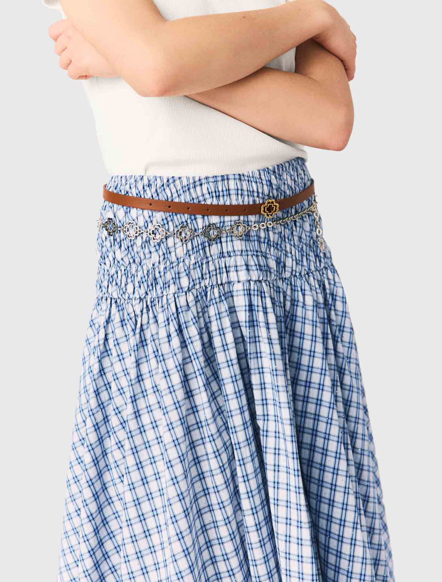 Langer Baumwollrock mit Strass