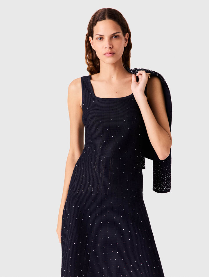 Langes Strickkleid mit Strass
