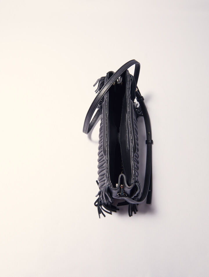 Tasche M aus gestepptem Leder