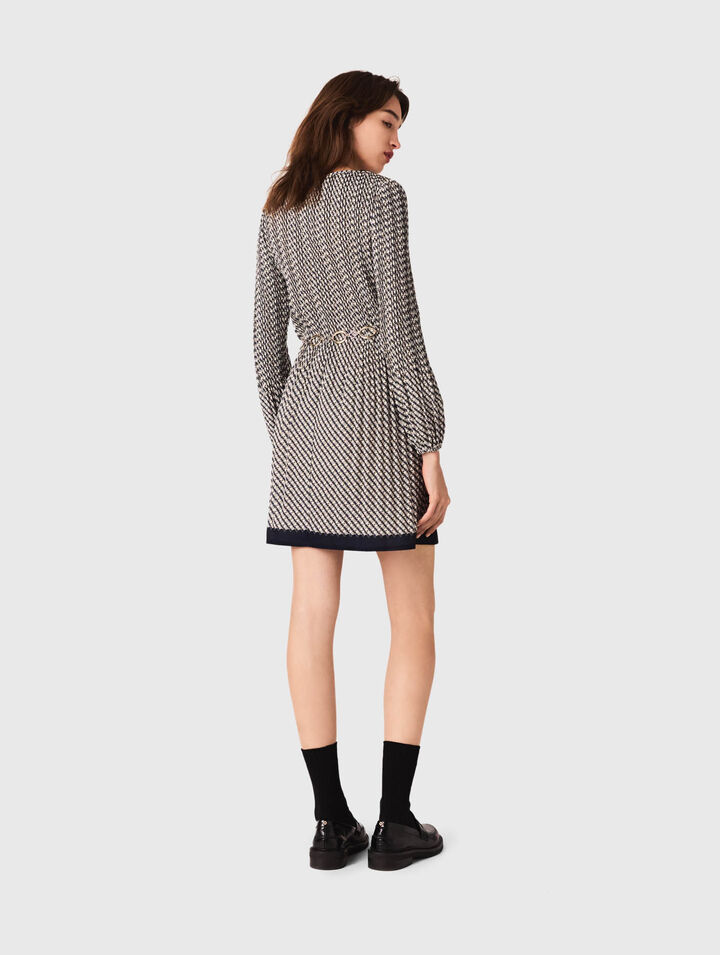 Plissiertes Kleid mit Print