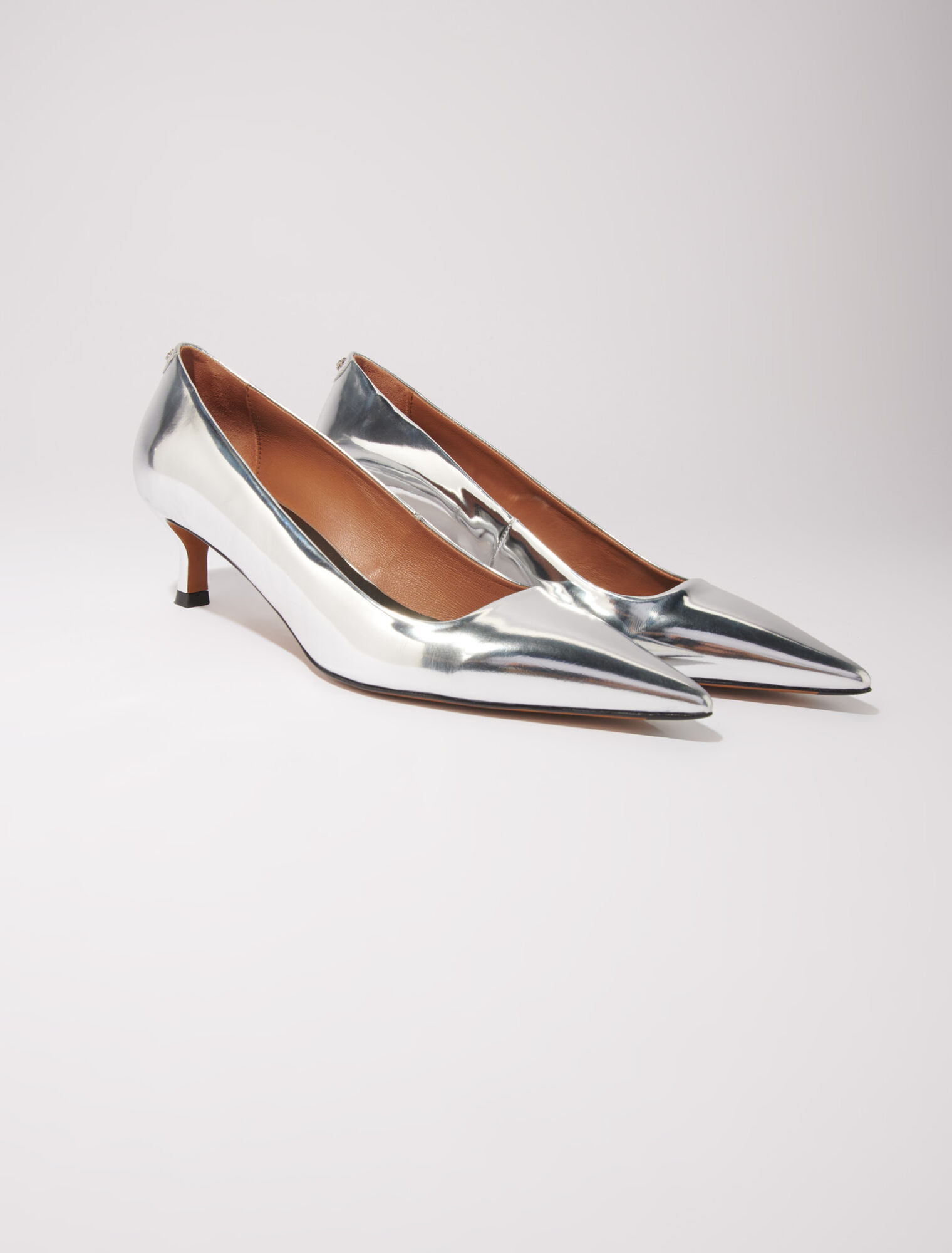 Spitze Lederpumps mit Spiegel-Optik
