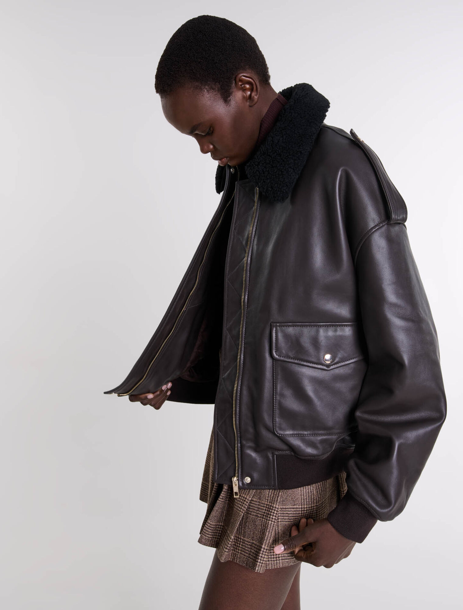 Oversize-Lederjacke