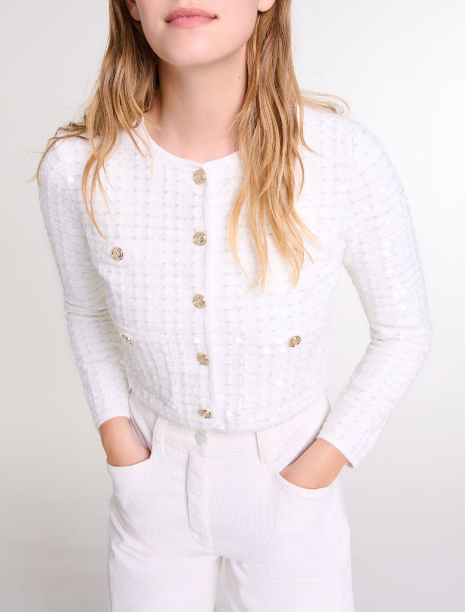 Strickcardigan mit Pailletten