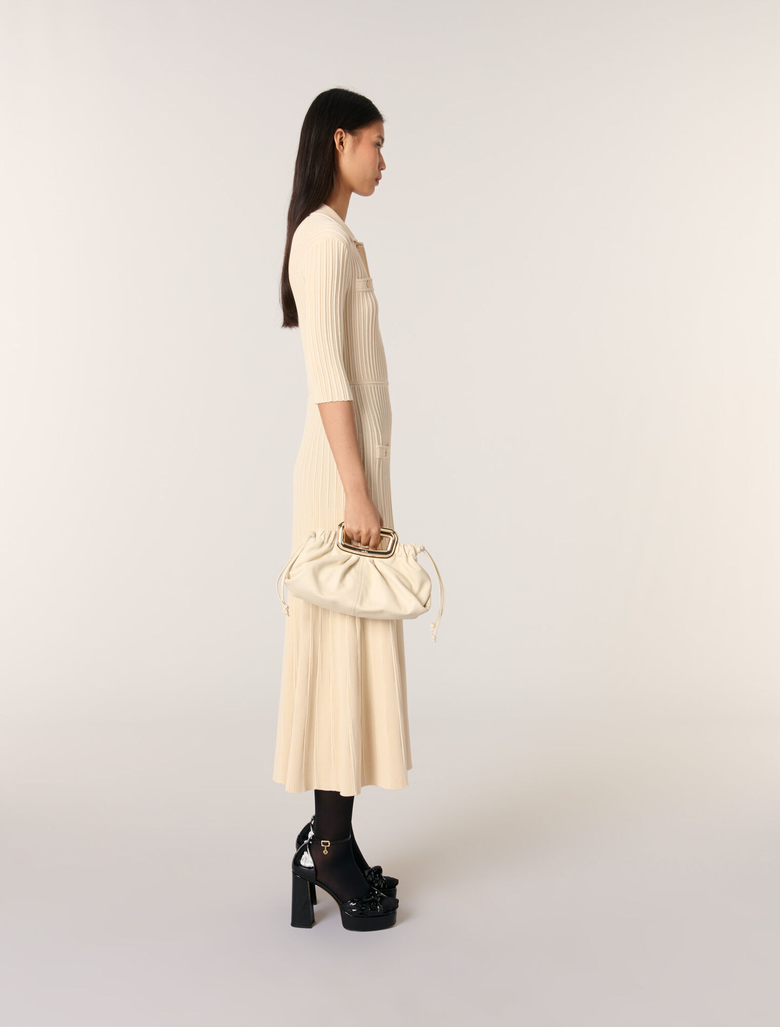 Midi-Strickkleid mit Pailletten