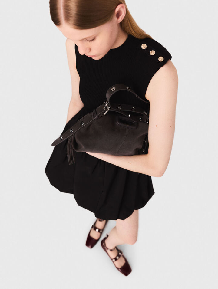 Kurzes Kleid aus Strick und Taffeta