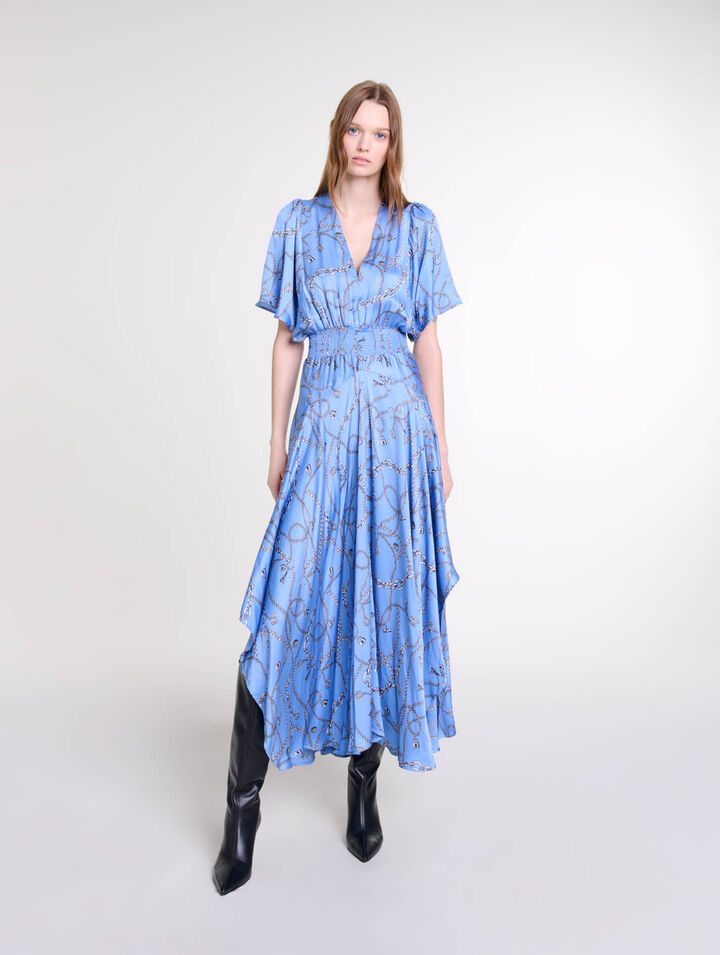 Langes bedrucktes Kleid