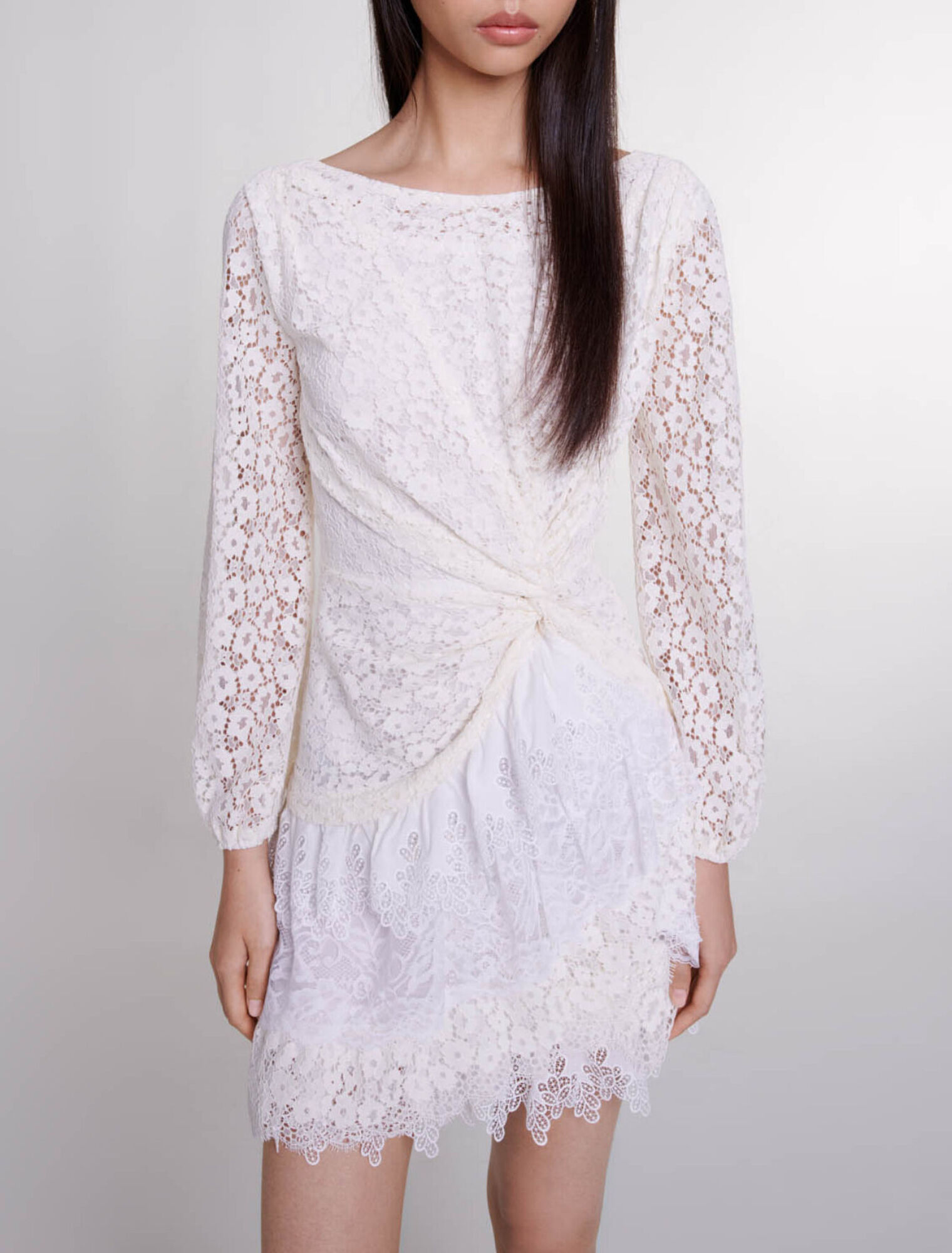Drapiertes Spitzenkleid