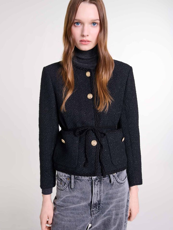Gerade Jacke aus glänzendem Tweed