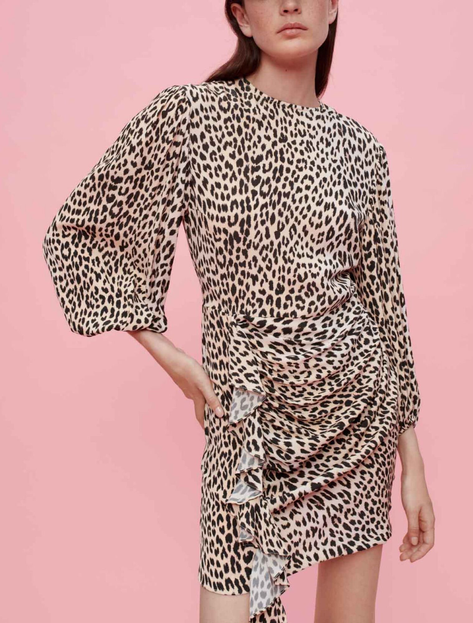 Kleid aus Viskose mit Leopardenmuster