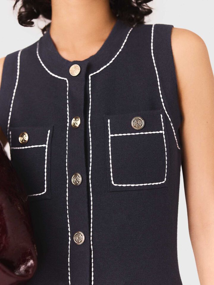 Gerades Kleid aus Steppstrick