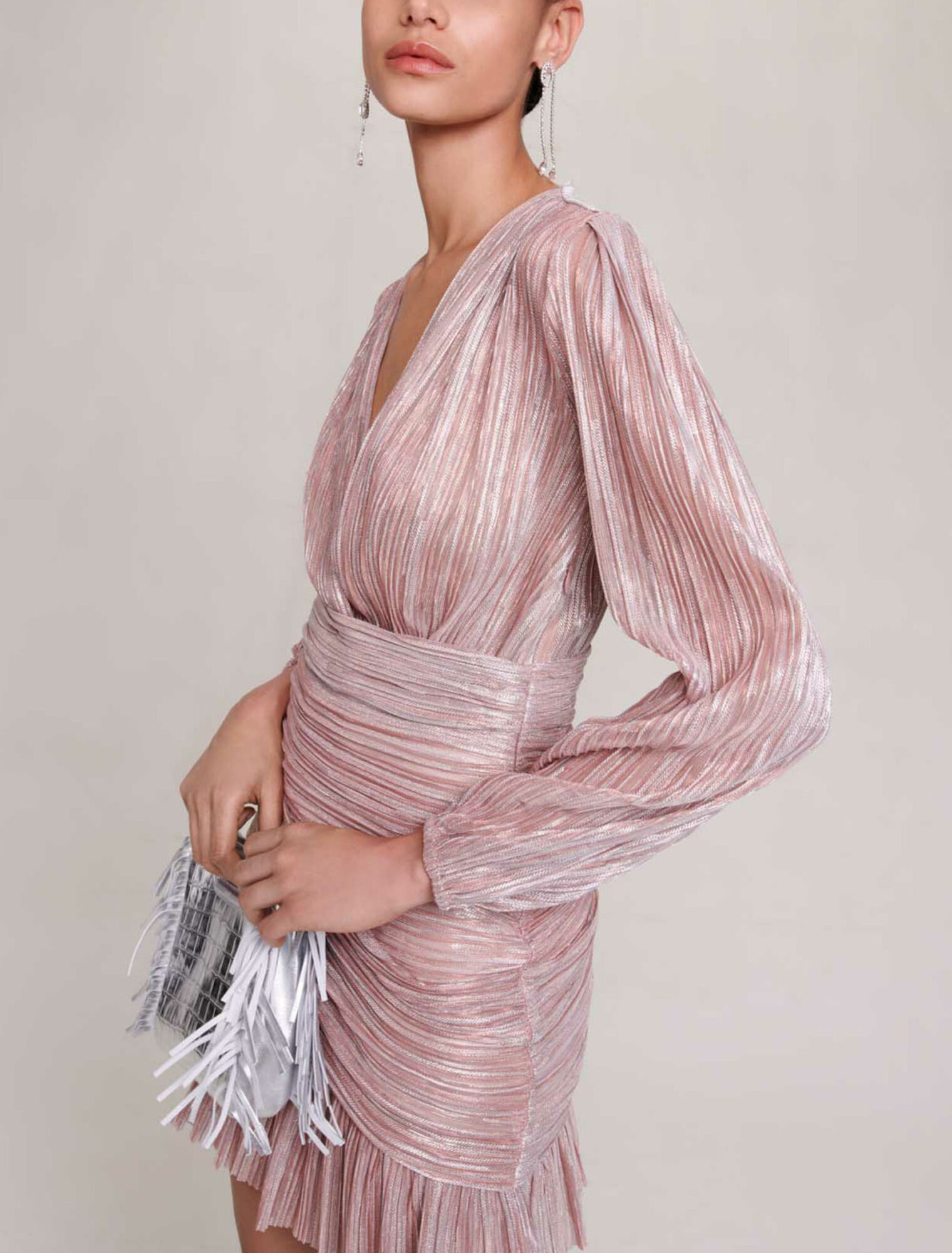 Plisseekleid mit Metallic-Garn