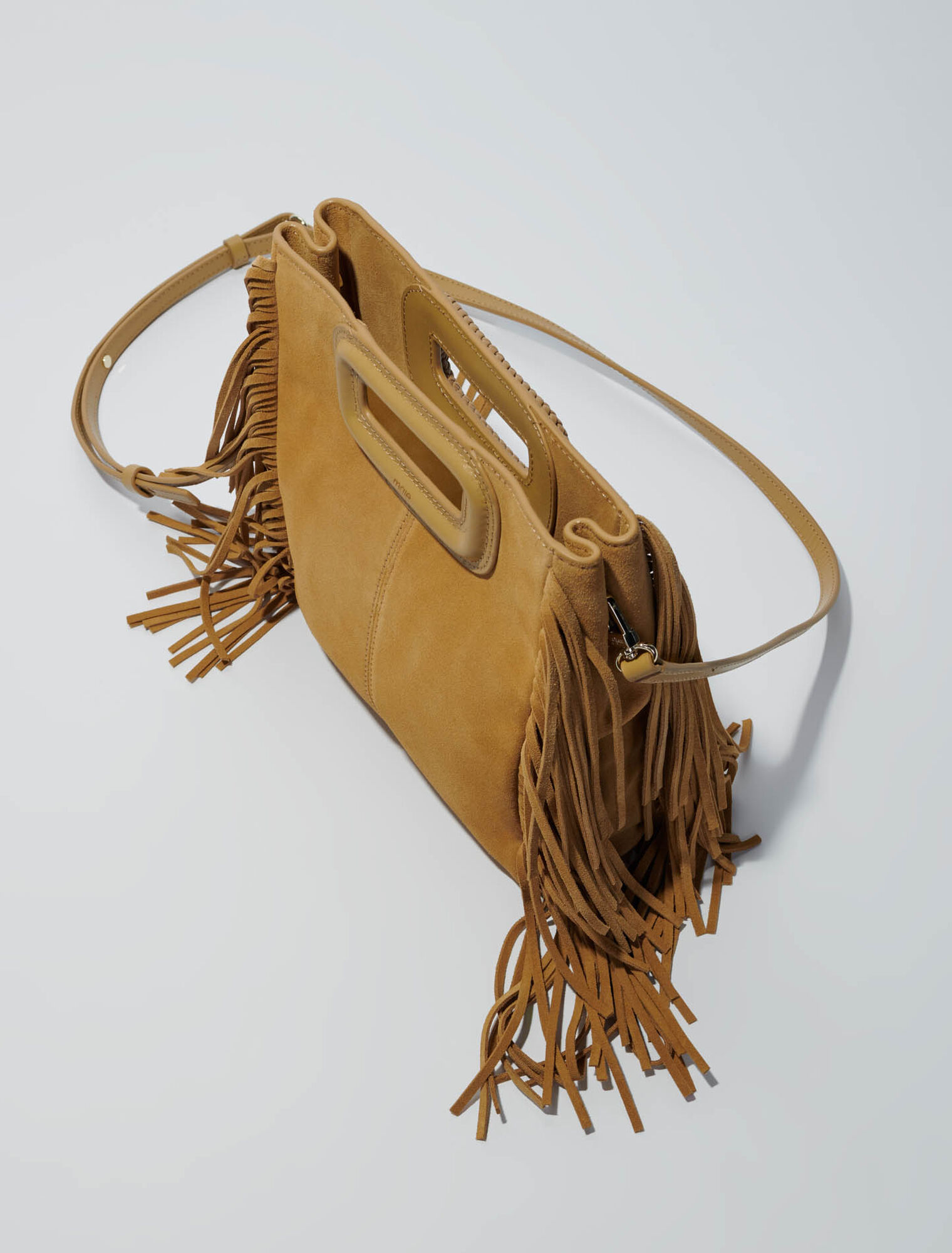 M-Tasche aus Velours Flechthenkel