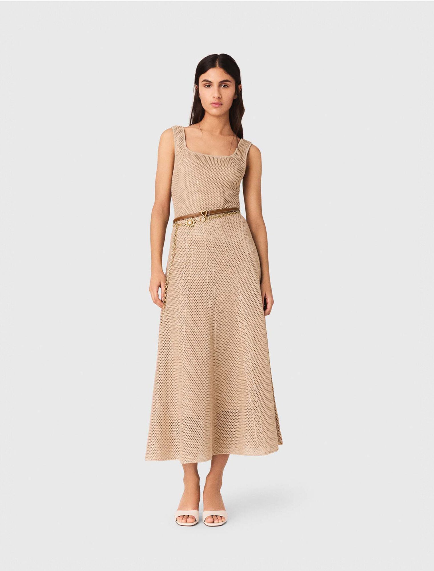 Langes Strickkleid mit Strass