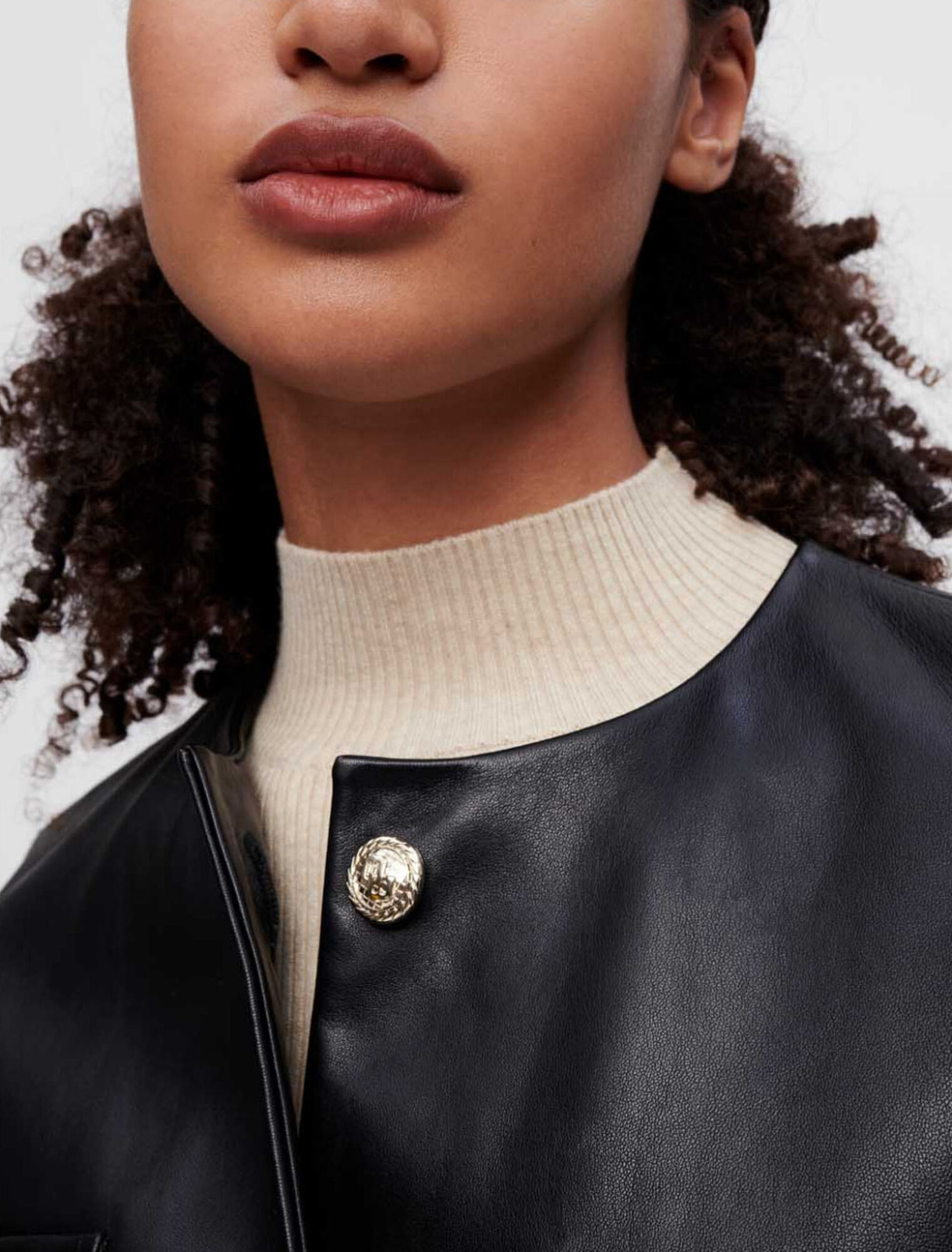 Blousonjacke aus Leder mit 4 Taschen