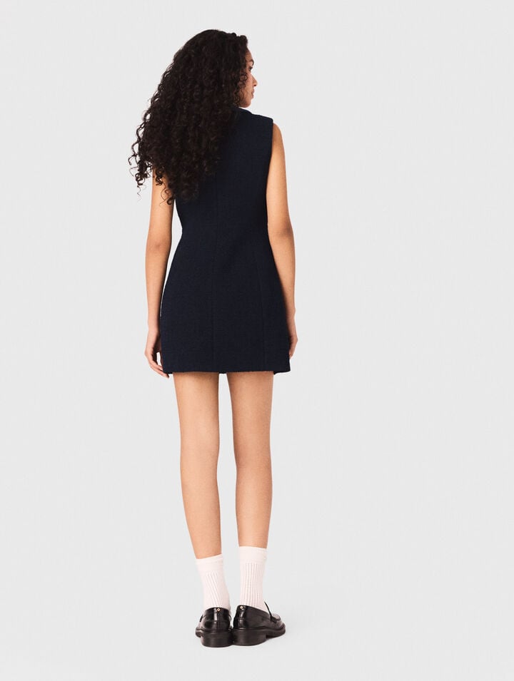 Tweedkleid mit Denim-Details