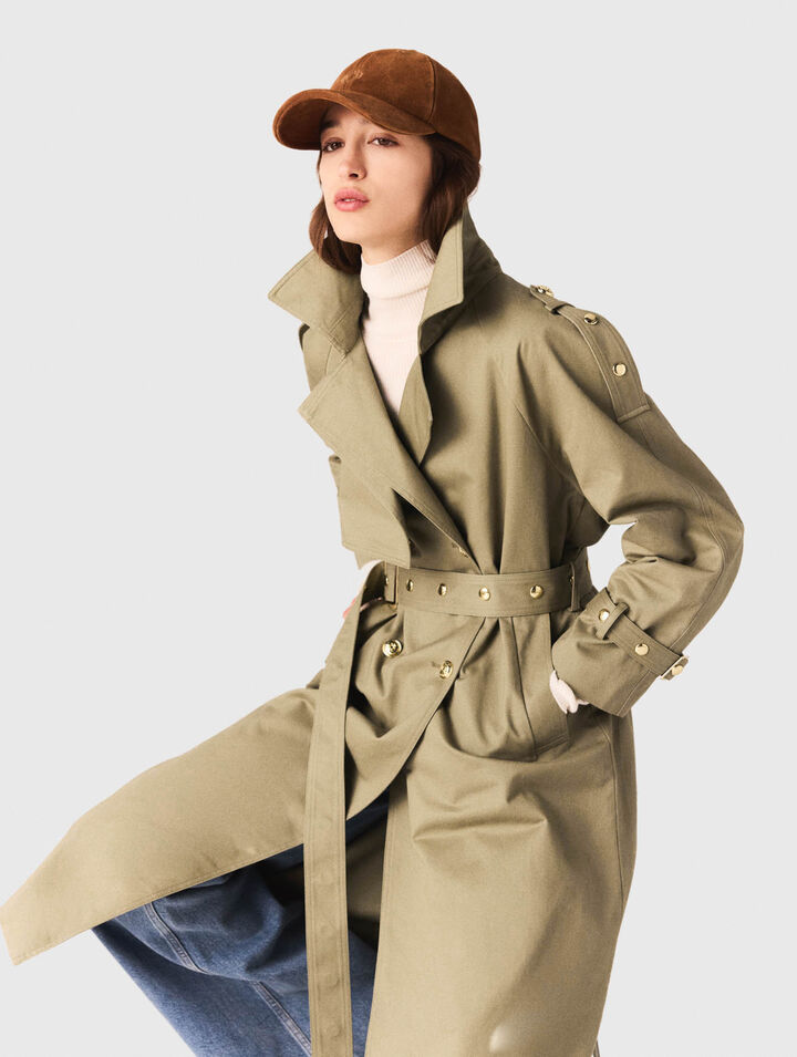 Trenchcoat mit Nieten und Kragen