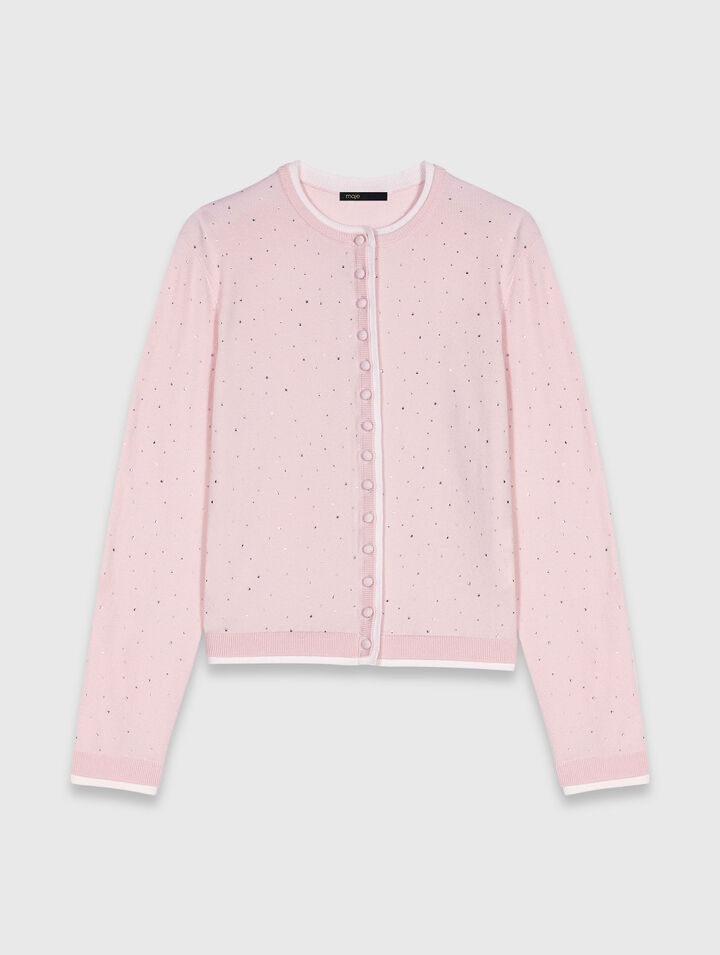Cardigan aus 100% Wolle mit Strass