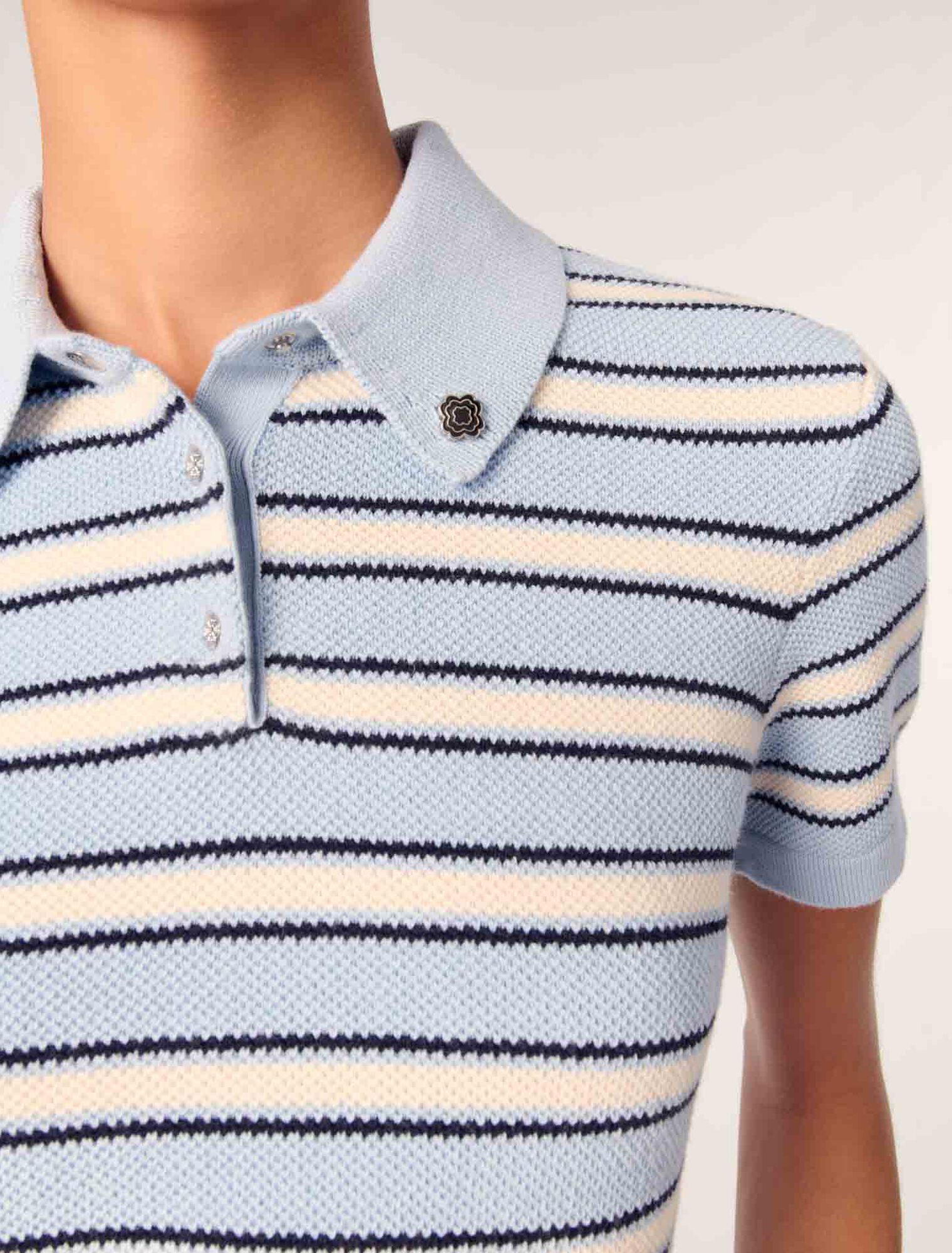 Poloshirt aus Strick mit Streifen