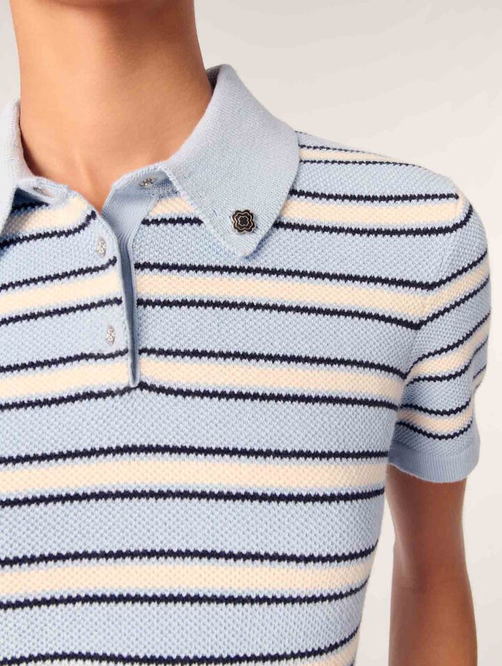 Poloshirt aus Strick mit Streifen