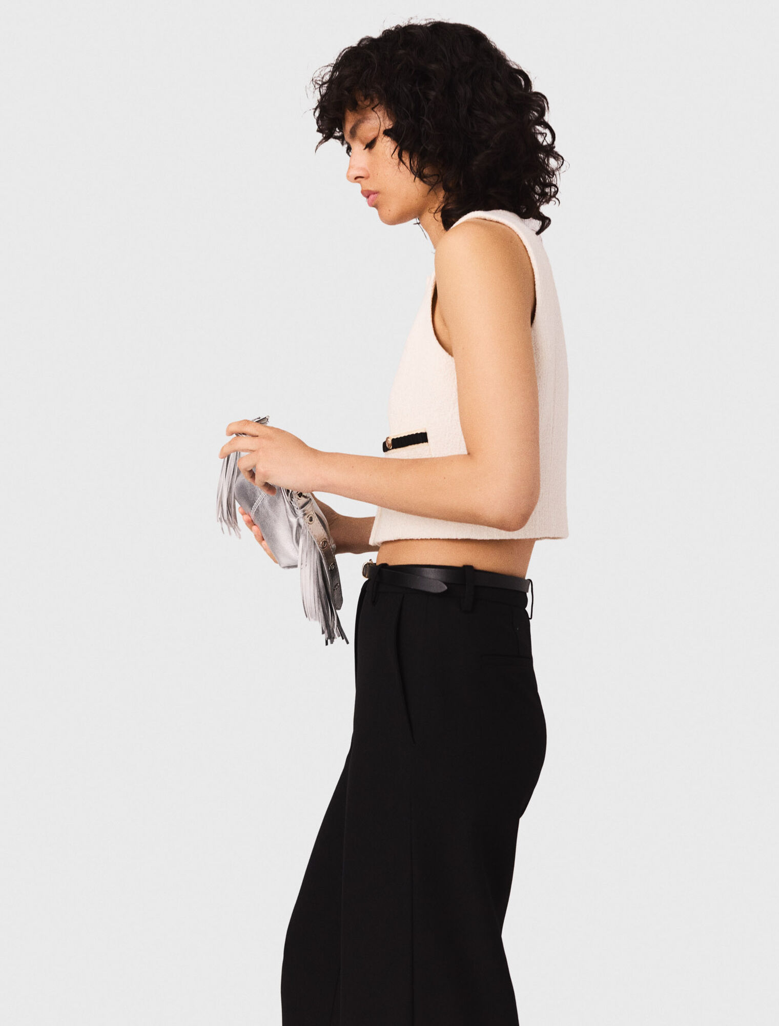 Ärmelloses Top aus Tweed-Lurex
