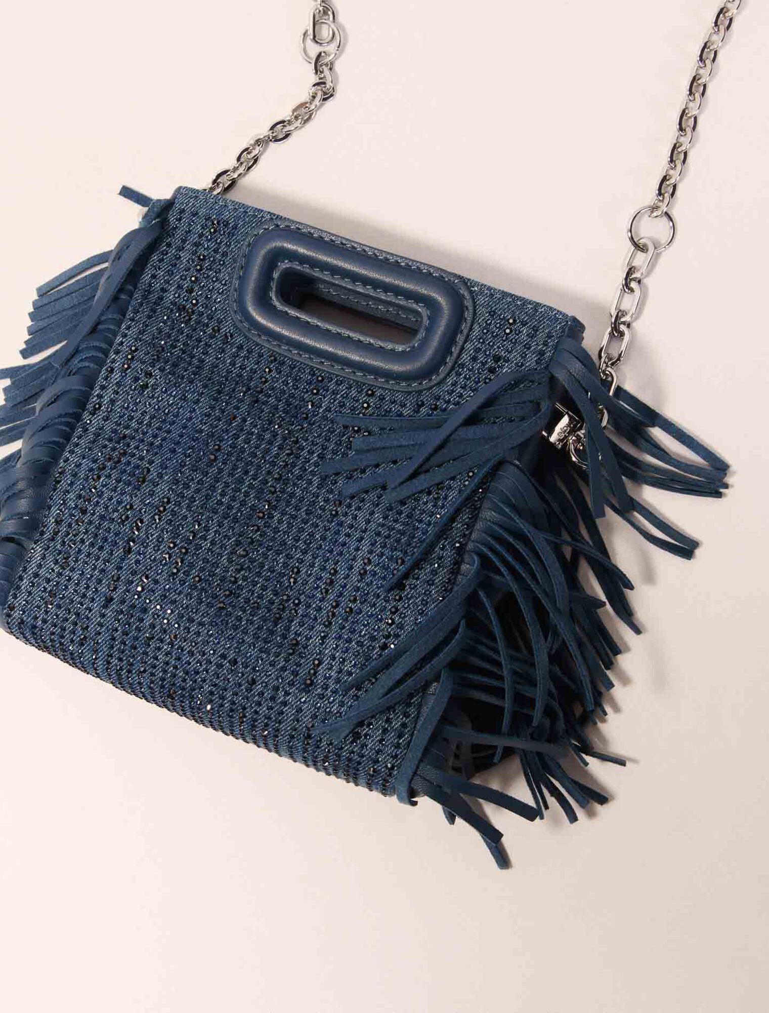 Tasche M Mini aus Denim mit Strass