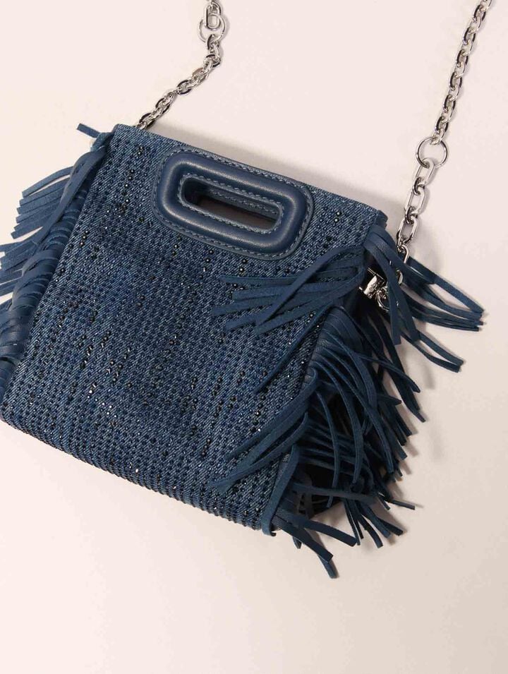 Tasche M Mini aus Denim mit Strass