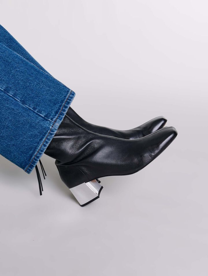 Lederstiefeletten mit eckiger Kappe