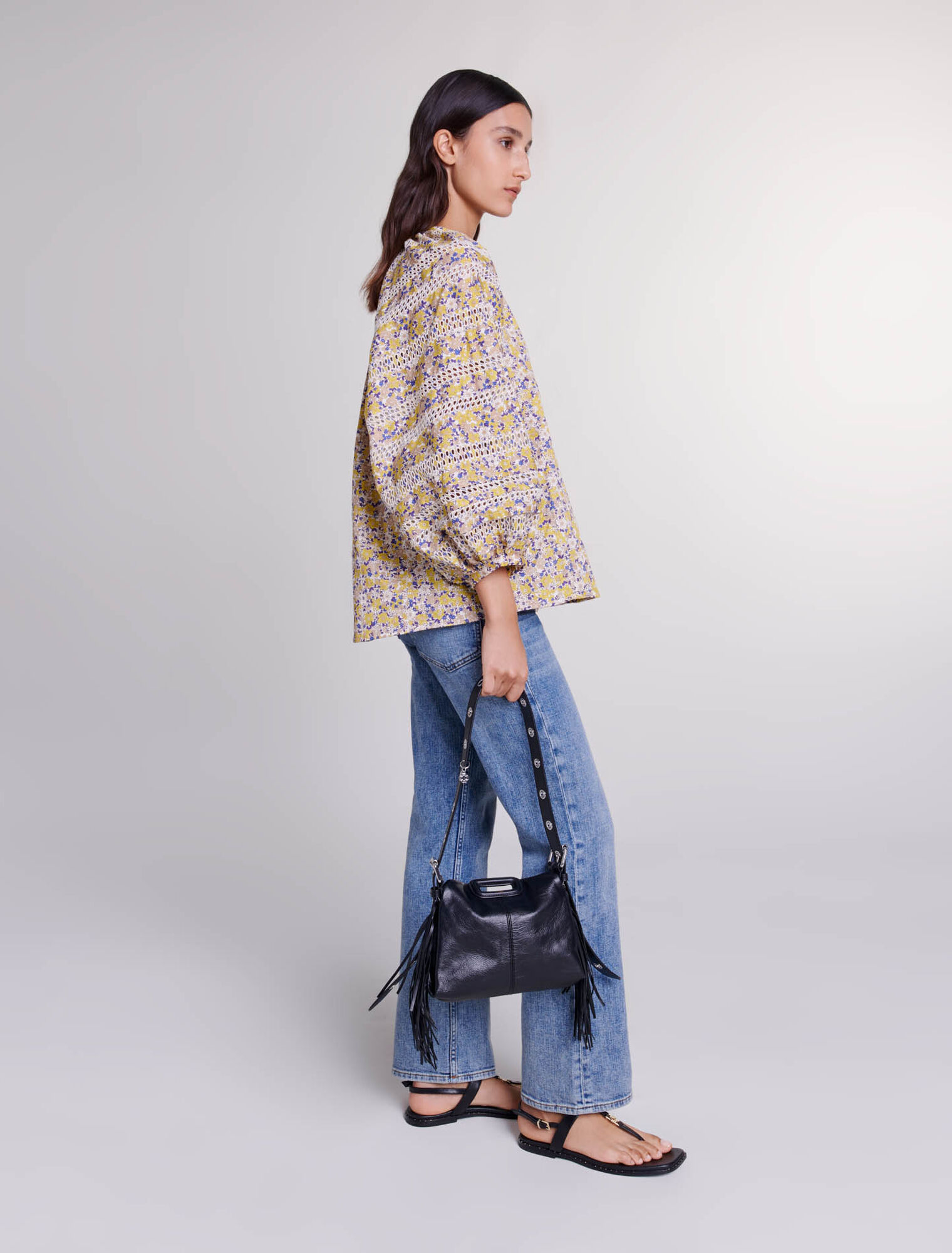 Bluse mit Aufdruck und Stickerei