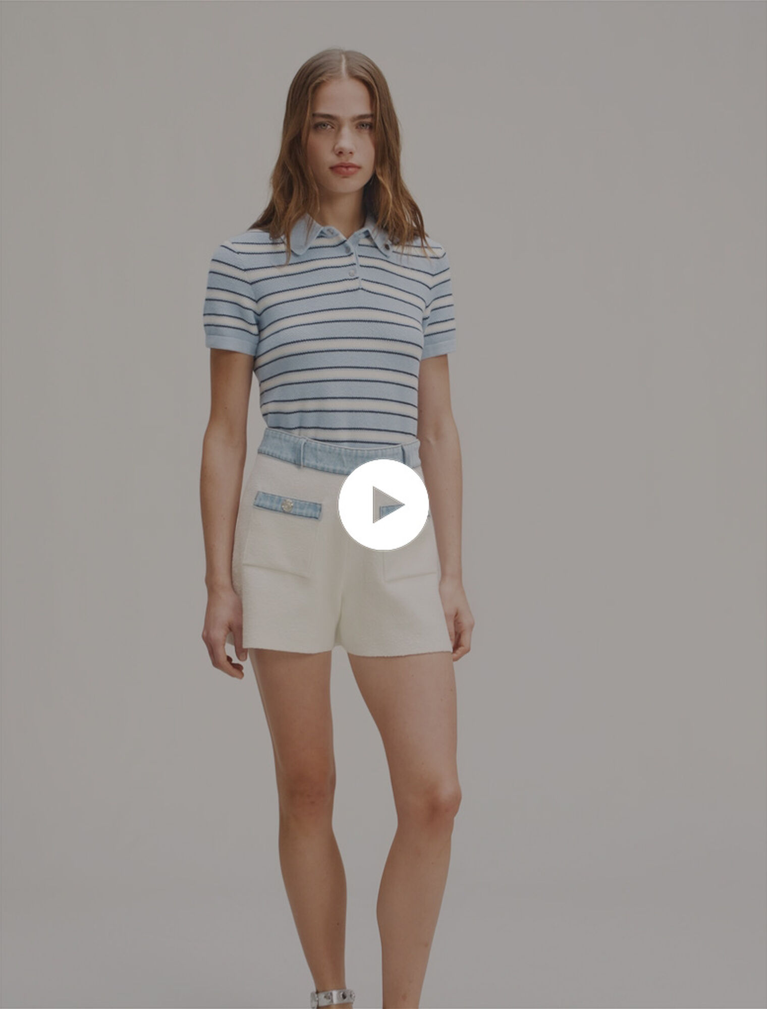 Shorts aus Strick mit Denimborten