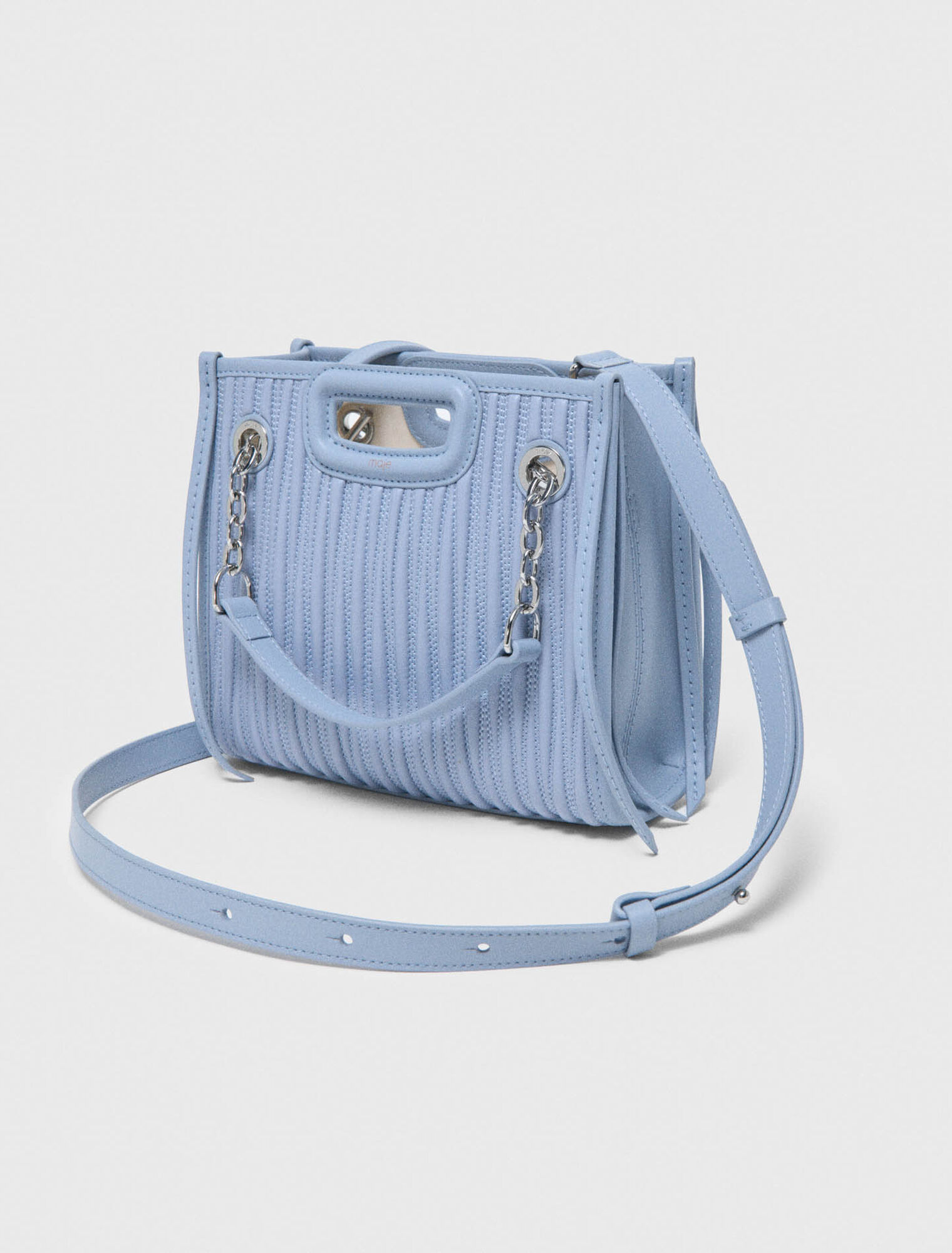 Mini-Tragetasche, gestepptes Leder